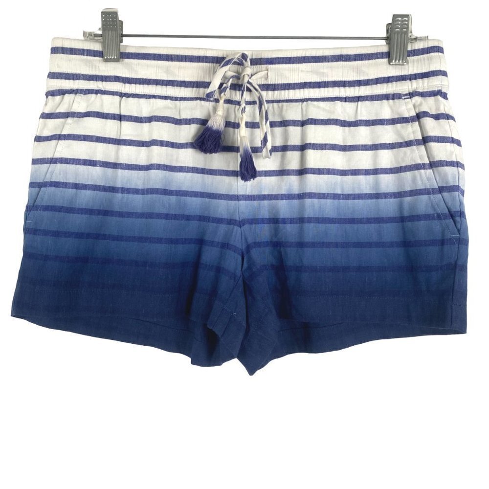 Vineyard Vines‎ Dip Dye Stripe Pull On Shorts Linen Blend Tie Waist Women's XS